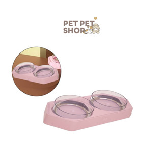 Pet Pet Shop Petshy Hexagon Pet Bowl - Double Bowl ชามอาหารแบบเอียง ไม่เมื่อยคอ