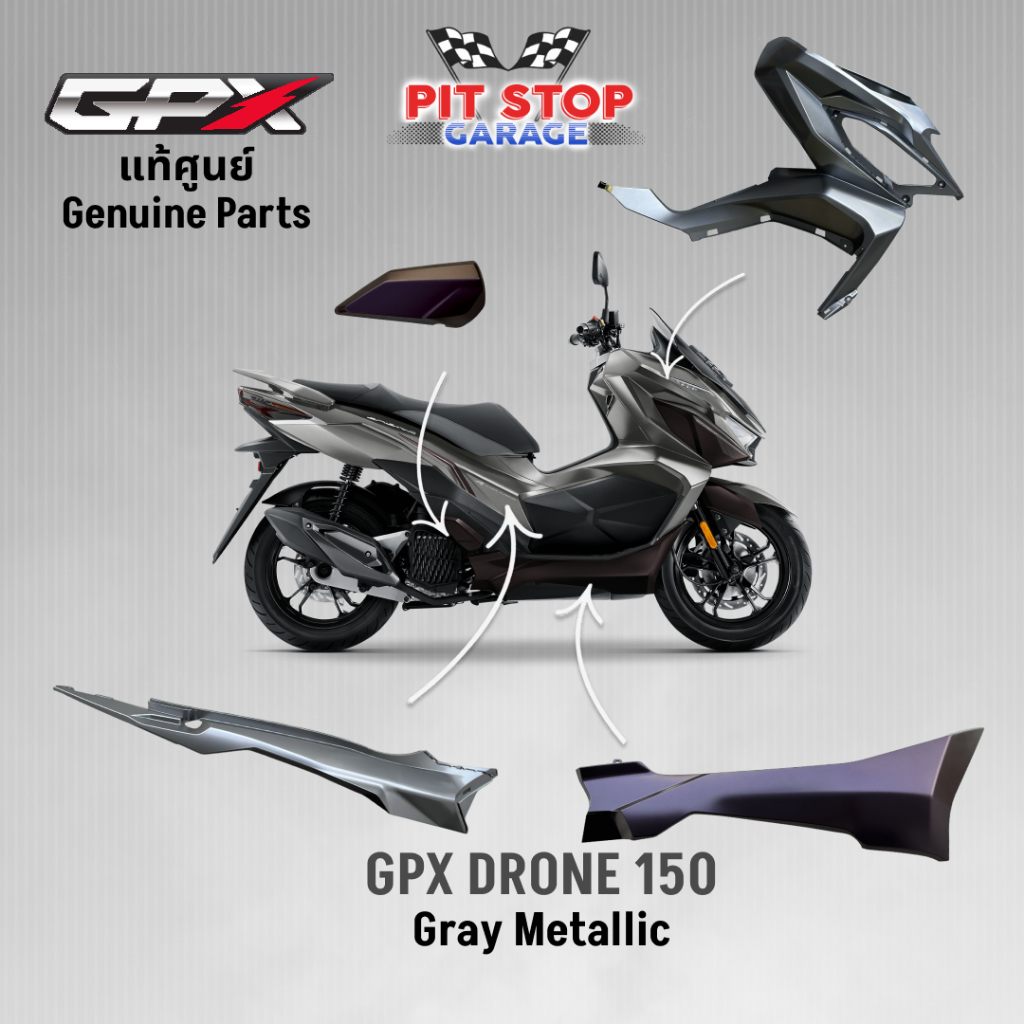 ชุดสี ทั้งคัน GPX Drone150 ใหม่สีเทา (ปี 2023) แท้ศูนย์ GPX Drone 150 สีดำ ALL NEW