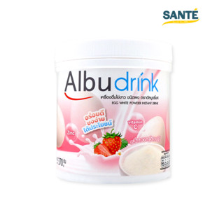 Albudrink อัลบูดริ้งค์ เครื่องดื่มไข่ขาว ชนิดผง กลิ่นสตรอว์เบอร์รี่ เสริมวิตามินซี และซิงค์ 370 กรัม