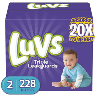 Luvs : LUVS2-228* ผ้าอ้อมสำเร็จรูป Ultra Leakguards Disposable Baby Diapers Size 2, 228 Count