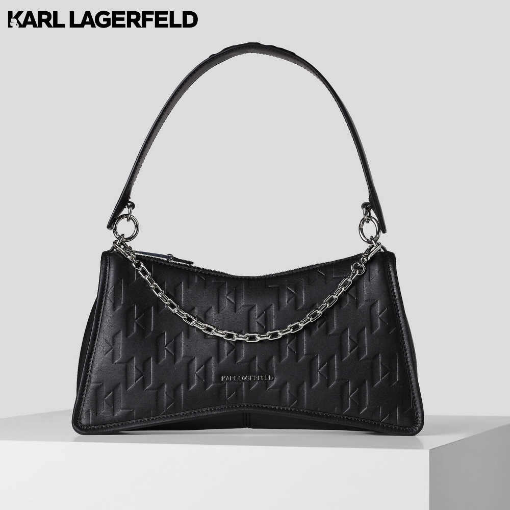 KARL LAGERFELD - K/SEVEN ELEMENT KL MONOGRAM SHOULDER BAG BLACK 231W3020 กระเป๋าสะพายไหล่