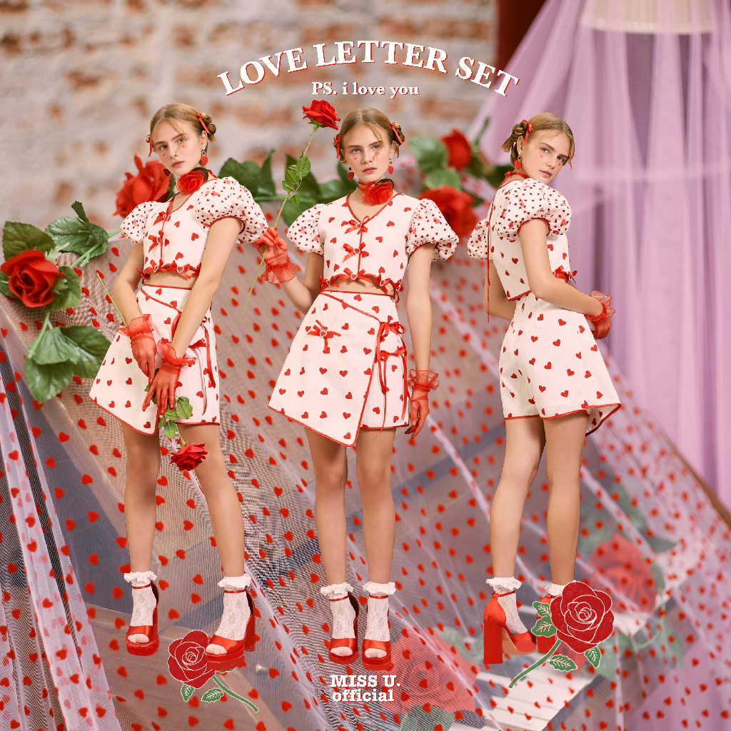 LOVE LETTER SET ชุดเข้าเซ็ตตรุษจีน วาเลนไทน์ ลายหัวใจ
