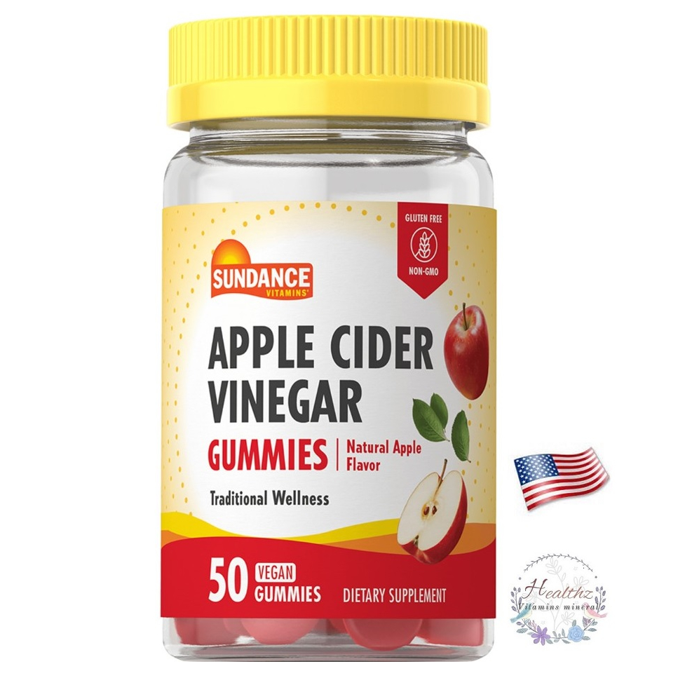 Apple Cider Vinegar 400 mg 50 Vegan Gummies แอปเปิ้ลไซเดอร์ กัมมี่ Sundance รสแอปเปิ้ล