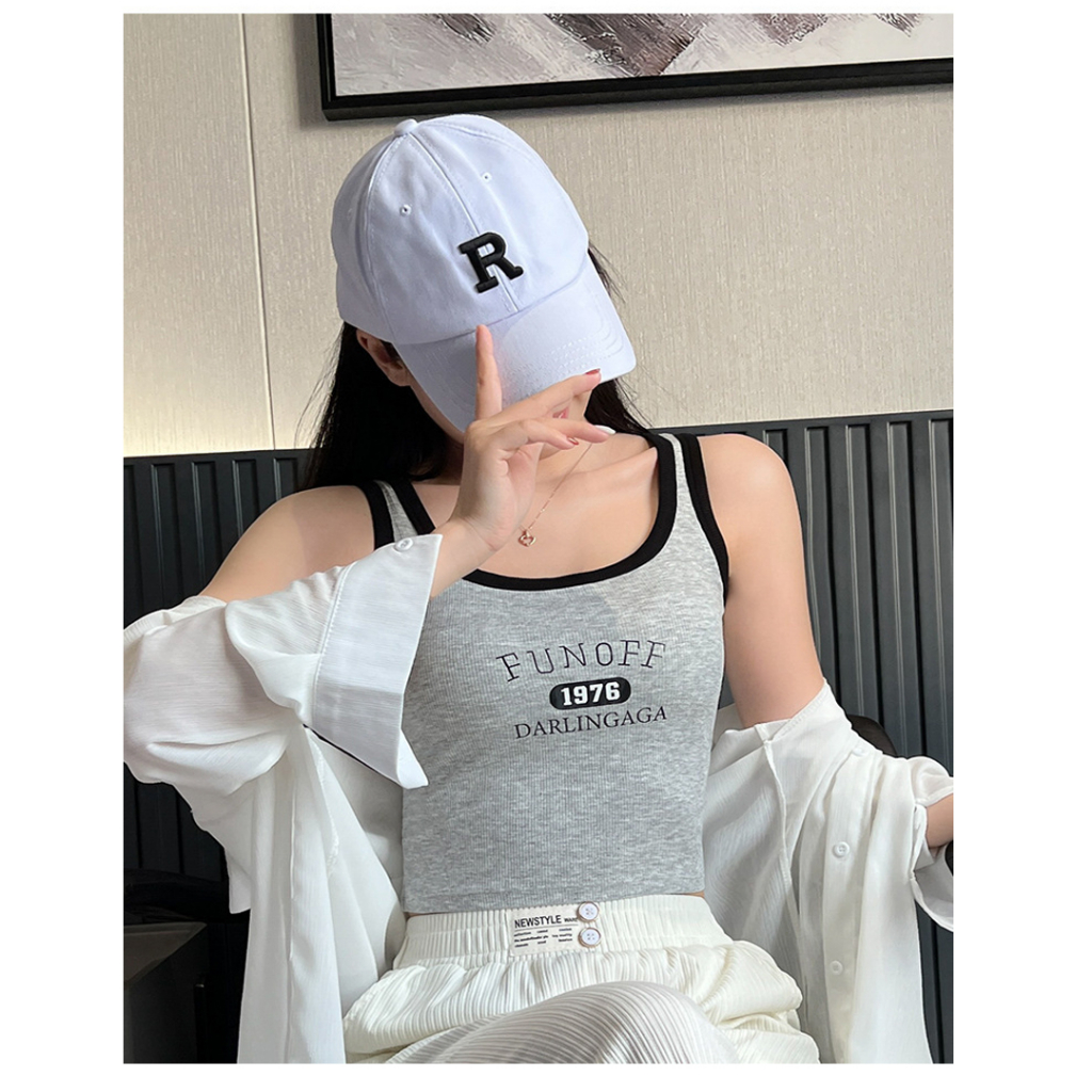 สินค้าพร้อมส่งจากไทย TOPLIST (TL-N756) ครอปเสื้อกล้ามแฟชั่นเกาหลี สไตล์สปอร์ต