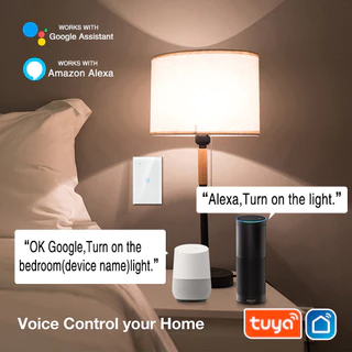 Universal Tuya WiFi 4x4 สวิตซ์มีหรือไม่มีสาย Neutral แอพ Smart life สั่งเสียง Google, Alexa