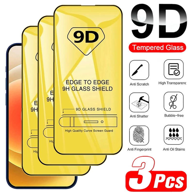 3PCS ฟิล์มกระจกสำหรับ Realme C53 Note 50 C55 C11 2021 12 C35 5i C3 C17 C51 8 5G C30s C65 7 pro กระจกนิรภัย Full Coverage