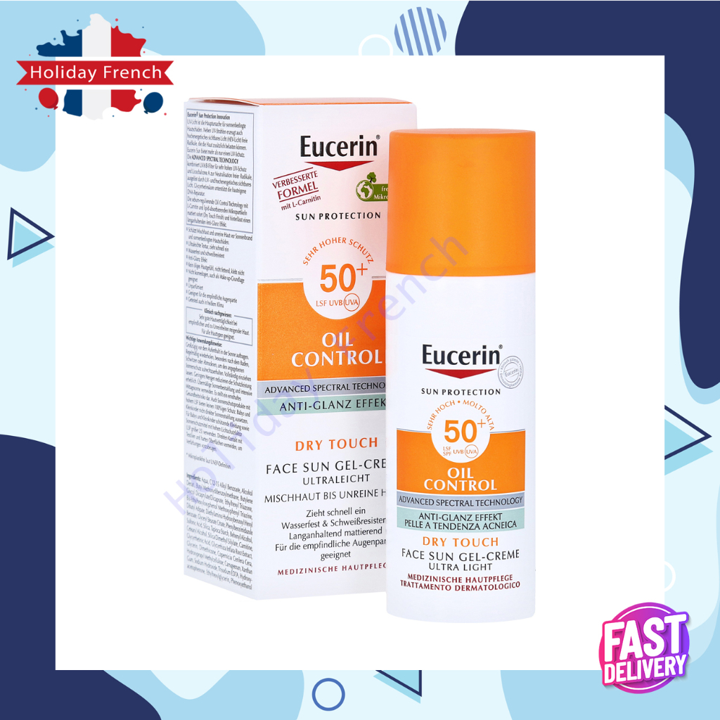 Eucerin Sun Dry Touch Oil Control Face SPF50+ 50ml กันแดดสำหรับผิวหน้ามัน