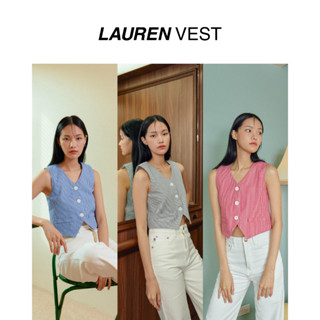 ENDOFMARCH | LAUREN VEST เสื้อกั๊กผ้ายีนส์ ลายริ้ว