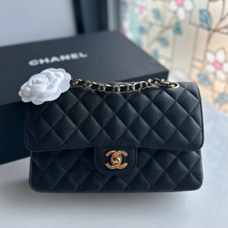 ( ถูกมาก ❤️‍🔥 ) CHANEL CLASSIC FLAP BAG CAVEAR LEATHER size 23CM งานดีสุดหนังอิตาลี 🔥