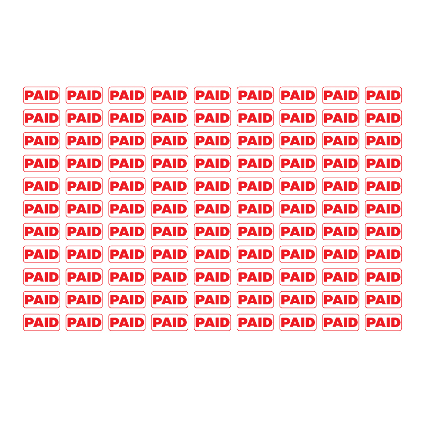STICKER สติกเกอร์ สติ้กเกอร์กันน้้ำ ติดประตู,ผนัง,กำแพง (ชำระเงินแล้วแล้ว PAID) 99 ดวง 1 แผ่น A4 [รหัส D-048]