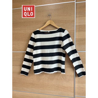 UNIQLO x cotton x L ลายทางขาวดำ อก 38 ยาว 21 Code : 672(5)