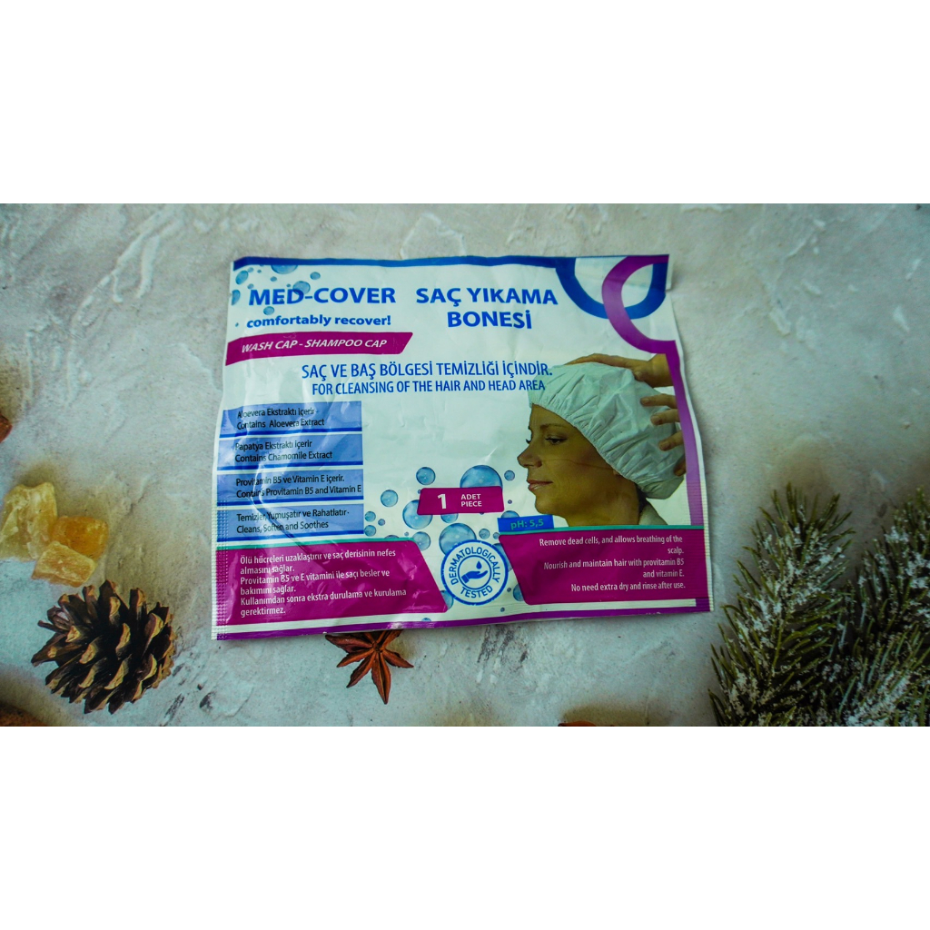 หมวกสระผมไม่ต้องใช้น้ำ (Med-cover shampoo cap เม็ด-คัฟเวอะ แชมพู แค็พ)