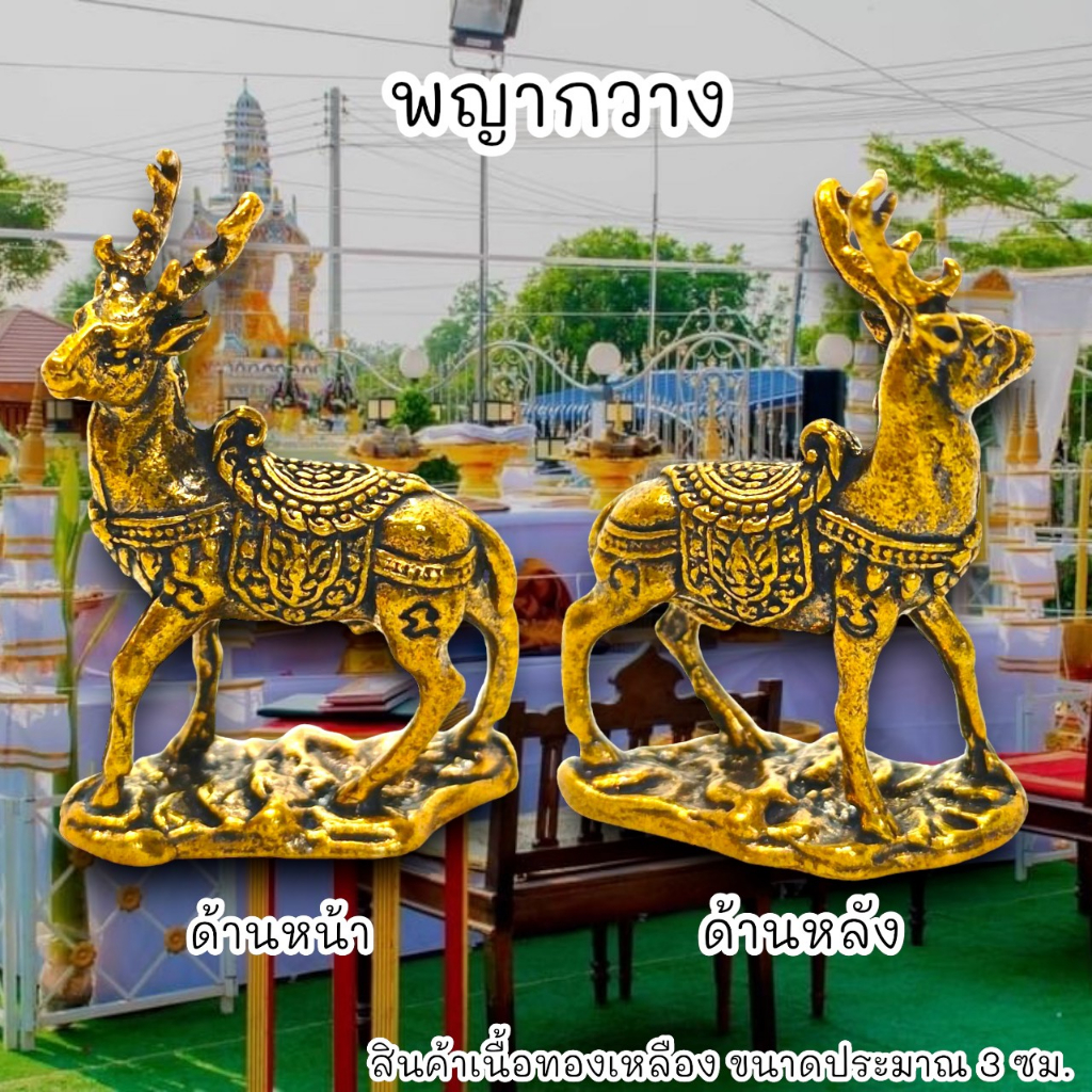 WC[98H]พญากวางสีทองกวางเขาคำ เนื้อทองเหลือง ขนาดประมาณ 3 ซม เป็นอดีตชาติครูบาชัยยะวงศา วัดพระธาตุดอยกวางคำ