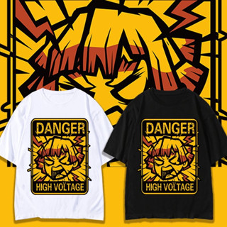 เสื้อยืดพิมพ์ลายการ์ตูน Agatsuma Zenitsu ชายและหญิงในชุดผ้าฝ้ายแขนสั้น Japanese Demon Slayer