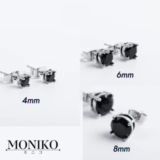 MONIKO ต่างหูเพชรทรงเหลี่ยม4 mm. - 8 mm CZ ต่างหูเพชร สําหรับผู้ชายและผู้หญิง ต่างหูก้านเงินแท้ 92.5% ไม่ระคายเคือง
