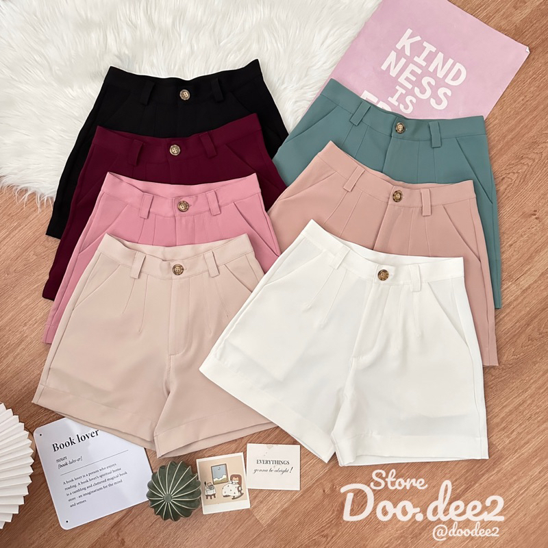 ♦️DOODEE2♦️02/5กางเกงขาสั้น ตีเกร็ด กระเป๋า 2 ข้าง