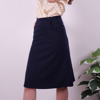 กระโปรงทรงเอ 2 กระเป๋า ผ้านาโน สีดำ สีกรมท่า ไซส์ S,M,L,XL,2XL,3XL,4XL, 5XLยาว 21,24 นิ้ว skirt