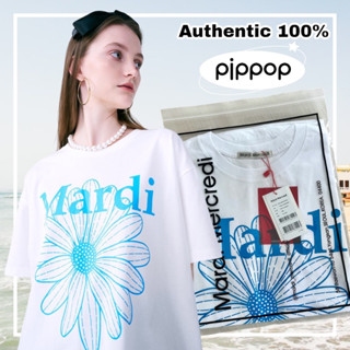 [พร้อมส่ง/ของแท้]☀️ Mardi Mercredi Tshirt Oversize - Flowermardi White Blue💕⁣💕⁣