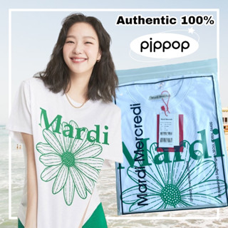 [พร้อมส่ง/ของแท้]☀️ Mardi Mercredi Tshirt Oversize - Flowermardi White Green💕⁣💕⁣