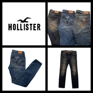 Hollister รวมรุ่ม กางเกงยีนส์ขายาว ผู้หญิง เอว30-32 ยีนส์ขาด เอวต่ำ