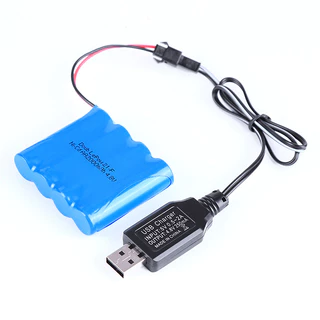 ถ่านชาร์จ Ni-Cd 4.8V 2000mAh ขั้วSM (ถ่านเกรด A มีประกันทุกก้อน) + เครื่องชาร์จ USB