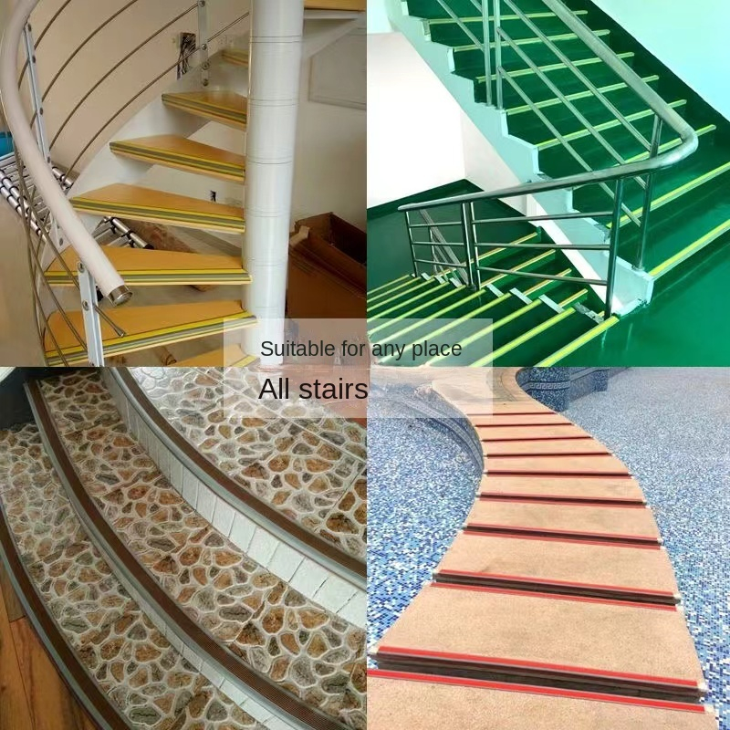 โรงเรียนอนุบาลบันไดกันลื่นแถบยางขอบกดขั้นตอนขั้นตอนบันไดขอบแถบกันลื่นบันไดแถบป้องกันการชนกัน ZyfM - รูปที่ 2