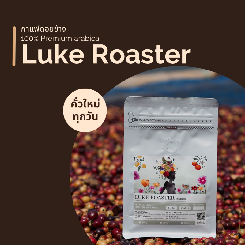 กาแฟคั่ว ดอยช้าง ลูกโรสเตอร์ [ขนาด 500g.] พรีเมี่ยม 100% อราบิก้า