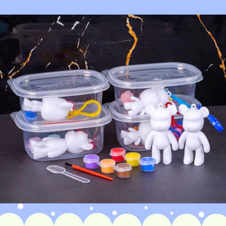 ชุดระบายสี พวงกุญแจหมี DIY เซ็ตระบายสีรูปปั้นหมีสุดน่ารัก จัดส่งคละสีคละแบบ เซ็ต 5 , 10ชิ้น