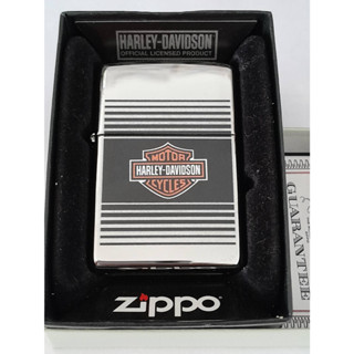 Zippo 49064 Harley Davidson HIGH POLISH CHROME COLOR IMAGE สีเงิน ผิวโครเมี่ยมลายแบบสกรีนของใหม่ไม่ผ่านการใช้งาน ของแท้