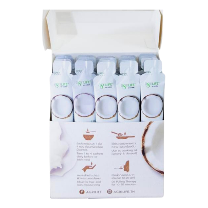 อะกรีไลฟ์ น้ำมันมะพร้าว ออแกนิค 10 มล. x30 ซอง - Extra Virgin Coconut Oil Organic 30 sachets of 10ml Agrilife brand