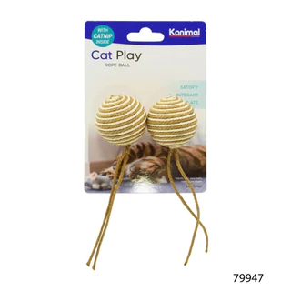 [79947] Kanimal Cat Toy ของเล่นแมว Rope Balls ลูกบอลพันเชือก ช่วยขัดฟัน เล่นสนุก สำหรับแมว ขนาด 4.5 ซม. (2 ลูก/แพ็ค)