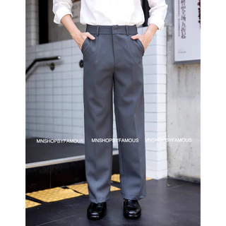 🍒MEN-BIGLEG🍒กางเกงขากระบอกใหญ่ผ้าไมโครมีจีบหน้า-งานป้าย-แฟชั่น