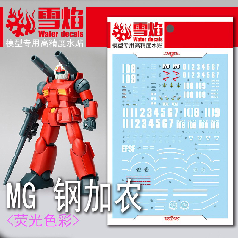 ดีคอลน้ำ SF MG 99 Decal MG 1/100 RX-77-2 GUNCANNON เรืองแสงแบล็คไลท์