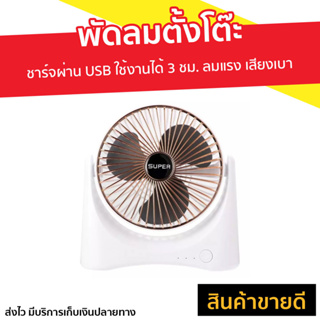 พัดลมตั้งโต๊ะ ชาร์จผ่าน USB ใช้งานได้ 3 ชม. ลมแรง เสียงเบา - พัดลม box fan พัดลม พัดลมพกพา พัดลมเล็ก