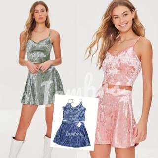 Mini dress set มินิเดรสผ้ากำมะหยี่ เซ็ต 2ชิ้น แบรนด์ Forever21🎆🎆