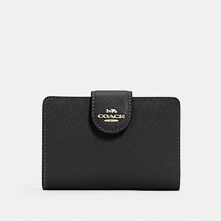 MEDIUM CORNER ZIP WALLET (COACH 6390) มีอะไหล่เงิน กับ อะไหล่ทอง /BLACK