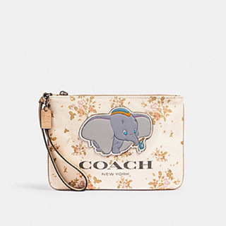 DISNEY X COACH GALLERY POUCH WITH ROSE BOUQUET PRINT AND DUMBO (COACH 91185) SV/CHALK MULTI