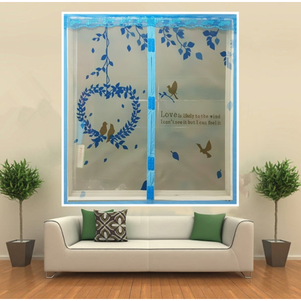 ม่านหน้าต่างกันยุง กันเเมลง(คละลาย) 130x150cm. แถบเเม่เหล็กตรงกลาง เปิดปิดอัตโนมัติเวลาเดินผ่าน