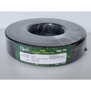 สายนำสัญญาณ Qoolis RG-6 ซิลด์ 60% 100 เมตร (สีดำ)