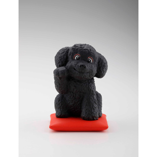 Kaiyodo Capsule Q Museum Kunio Satos Lucky Dog V.2 โมเดลหมากวักนำโชคพร้อมแท่นวาง แบบ Poodle Toy สีดำ (สำเร็จทุกสิ่ง)