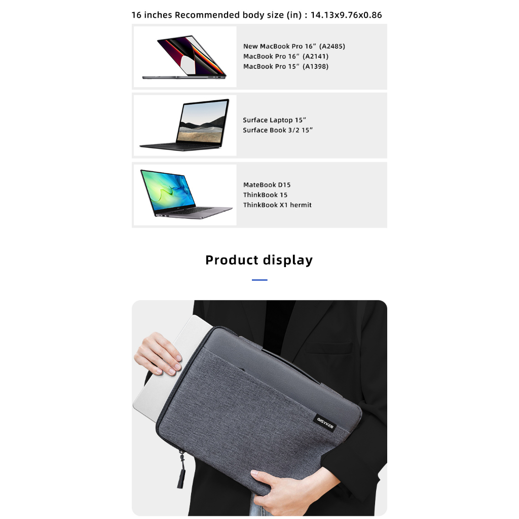 กระเป๋าใส่โน้ตบุ๊ค 360 Protective Laptop Carrying Case for 13-16inchShock-Proof, Spill-Resistant MacBook air pro