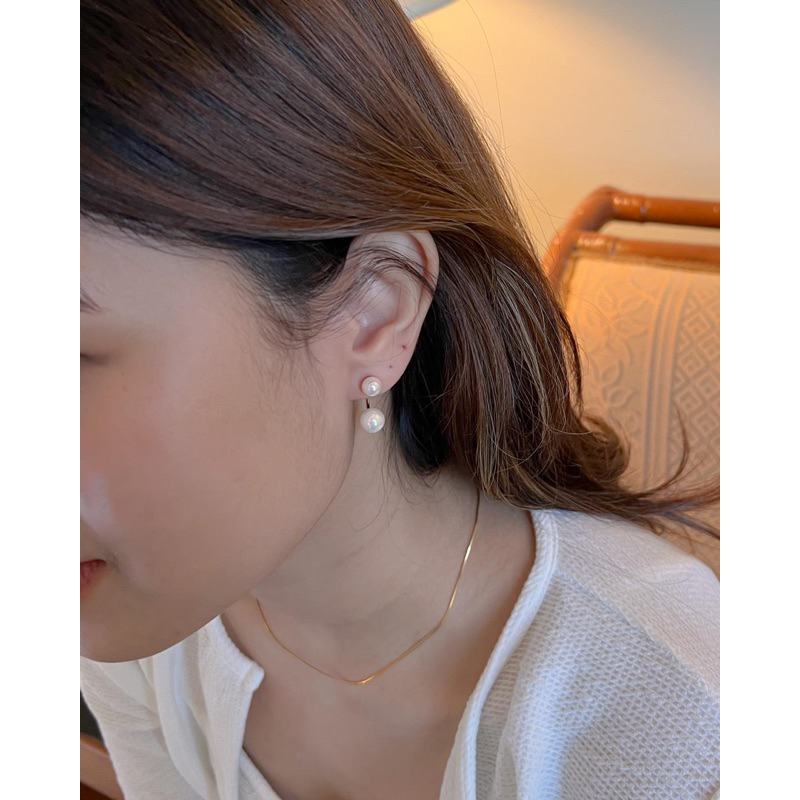A.piece ต่างหูเงินแท้ ต่างหูมุก [all silver925] pearl jacket (429)