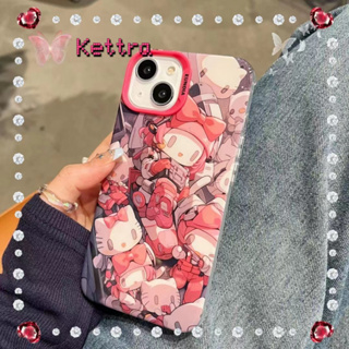 💜Kettra💜ป้องกันการหล่น ขอบเต็ม iPhone 11 14 pro max การ์ตูน Hello Kitty ความคิดสร้างสรรค์ เจ๋ง case for iPhone 12 13