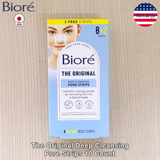 Biore® The Original Deep Cleansing Pore Strips 10 Count บิโอเร แผ่นแปะสิว แผ่นดูดสิว สิวหัวดำ Blackhead Remover