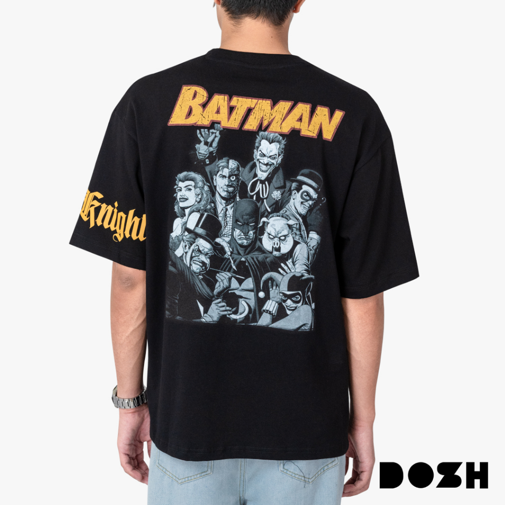 DOSH MEN'S OVERSIZED T-SHIRTS BATMAN เสื้อยืดโอเวอร์ไซส์ DBMT5304-BL