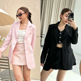 CHARISSA: Blazer ผ้าสั่งทอพิเศษดำ+ชมพู(*สอบถามสต๊อกก่อนกดสั่งน๊า)