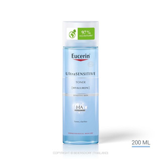 Exp.2/25 โทนเนอร์ (200 มล) Eucerin UltraSENSITIVE [HYALURON] TONER (โทนเนอร์เอสเซ้นส์ เติมความชุ่มชื้น บำรุงผิวหน้า)