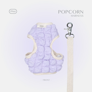 minimeow purple popcorn harness - สายจูงแบบคาดอกน้องหมา น้องแมว เนื้อผ้าน่ารักนุ่มนิ่ม สีม่วง