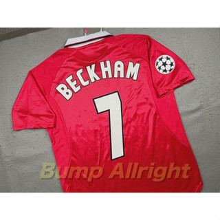 Retro : เสื้อฟุตบอลย้อนยุค Vintage แมน ยู Man Utd Home 1999  + 7 BECKHAM และอาร์ม UCL, เสื้อเปล่า !!