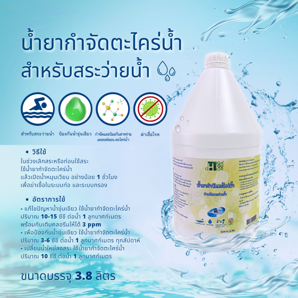 น้ำยาป้องกันและกำจัดตะไคร่น้ำ (ผลิตภัณฑ์สำหรับสระว่ายน้ำ) บรรจุ 3.8 ลิตร